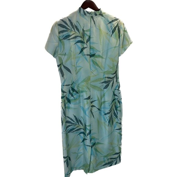 David Warren New York Women's Size 12 Dress 100% Silk‎ Blue Turquoise - Picture 2 of 6